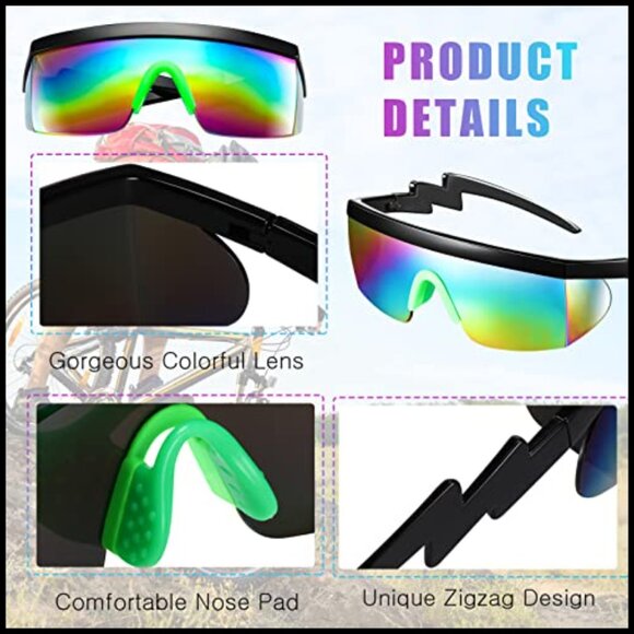 3 Pairs Retro Semi Rimless Sunglasses Zigzag Temple Gradient Lens main image 7